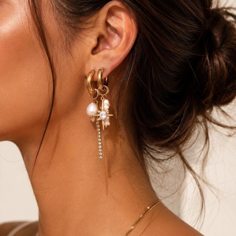 Pearl hoop earrings D68